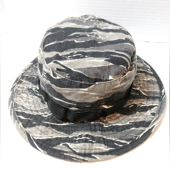Military Sun Hat Bucket Hat Black Gray Camo Jungle Type II One Size Adult Unisex - Picture 2 of 4